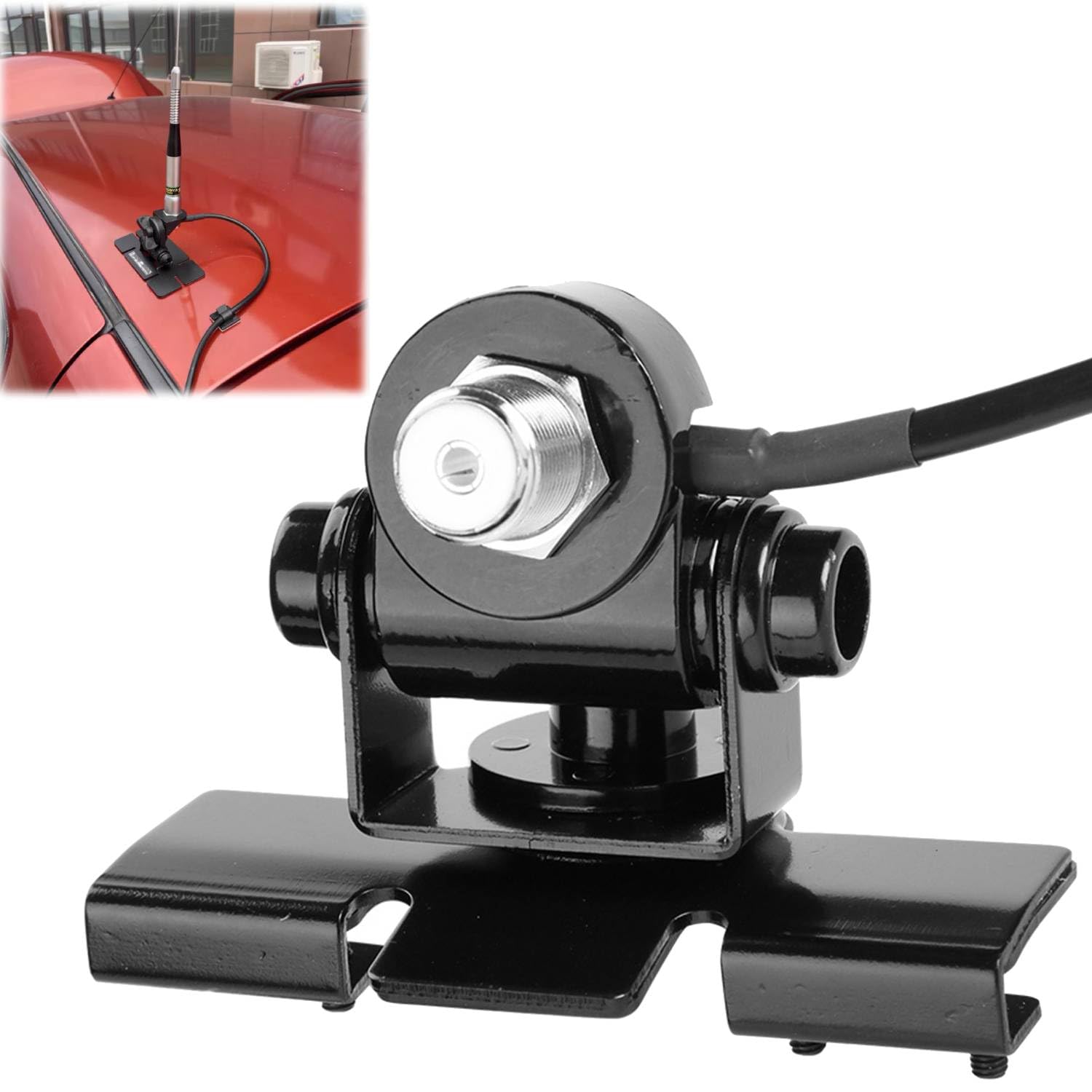 Tissting Soporte de Antena para Coche, Soporte Universal de Acero Inoxidable con Cable PL259 de 5 m RB-400 para Radios Móviles y Aventuras al Aire Libre