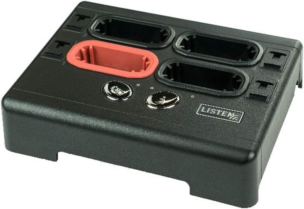 Listen Technologies LA-482-01 ListenTALK Docking Station 4 with North America Power Cord; Charges, Stores, and Programs Up to 4 ListenTALK Transceivers and/or Receivers