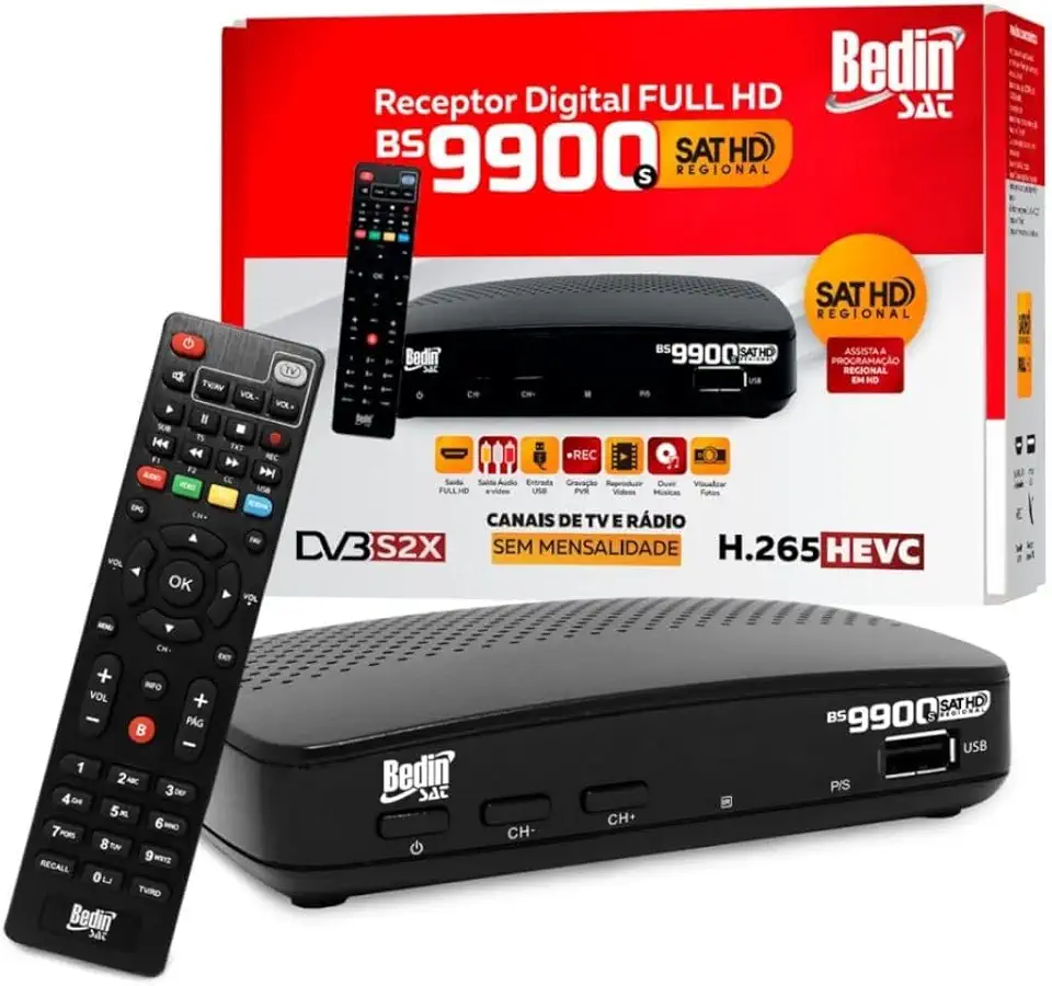 Receptor Digital Sat HD Regional Banda KU BS9900s Bedin