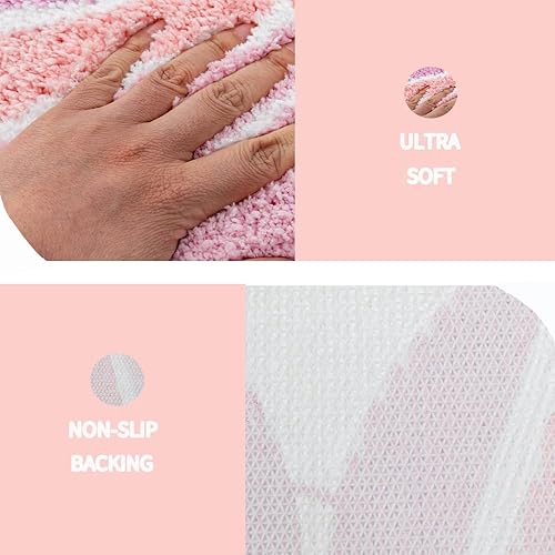 Miniatura 4 de Bonita alfombra de baño de sirena, divertida alfombra de baño con forma de cola de pez océano rosa, escamas de sirena, para baño, antideslizante,