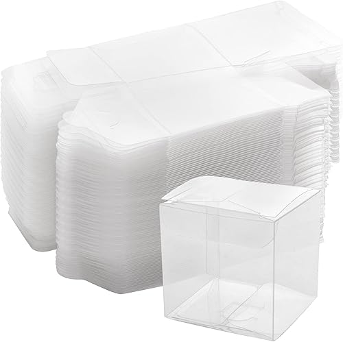 SEUNMUK 50 cajas de regalo de plástico transparente de 4.7 x 4.7 x 4.7 pulgadas, cajas transparentes para regalos, caja de regalo transparente para