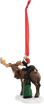 Moose and Bear Friends Brown 3 x 3 Handcast Resin Christmas Hanging Ornament