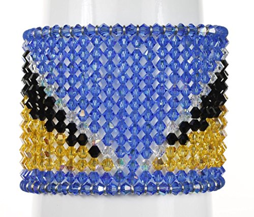 Karen Curtis Swarovski Crystal St. Lucia Flag Cuff Bracelet #TOP4
