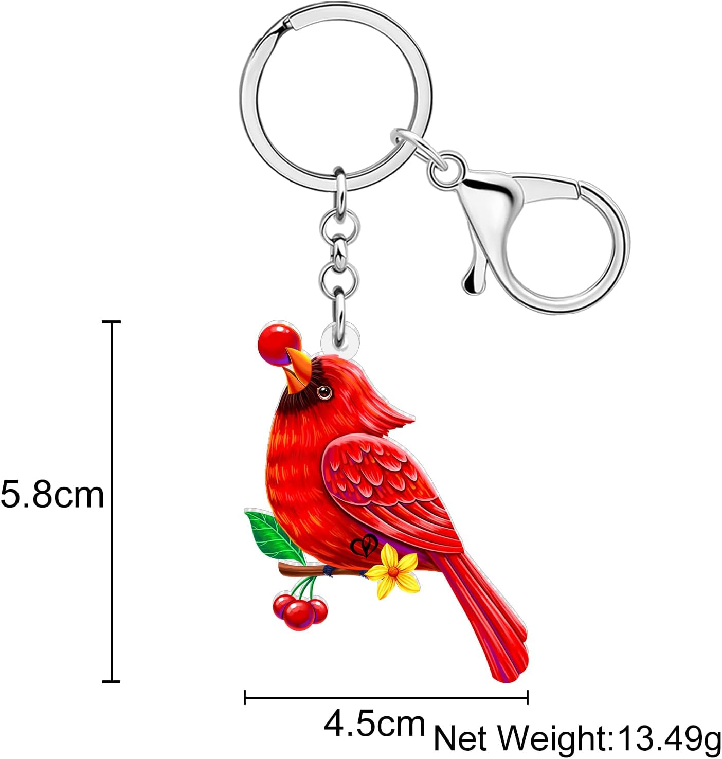 NEWEI Acrylic Cute Red Cardinal Keychain Car Keys Wallet Keyring Rings Accessories Bird Gifts for Women Bird Lovers Charms image 2