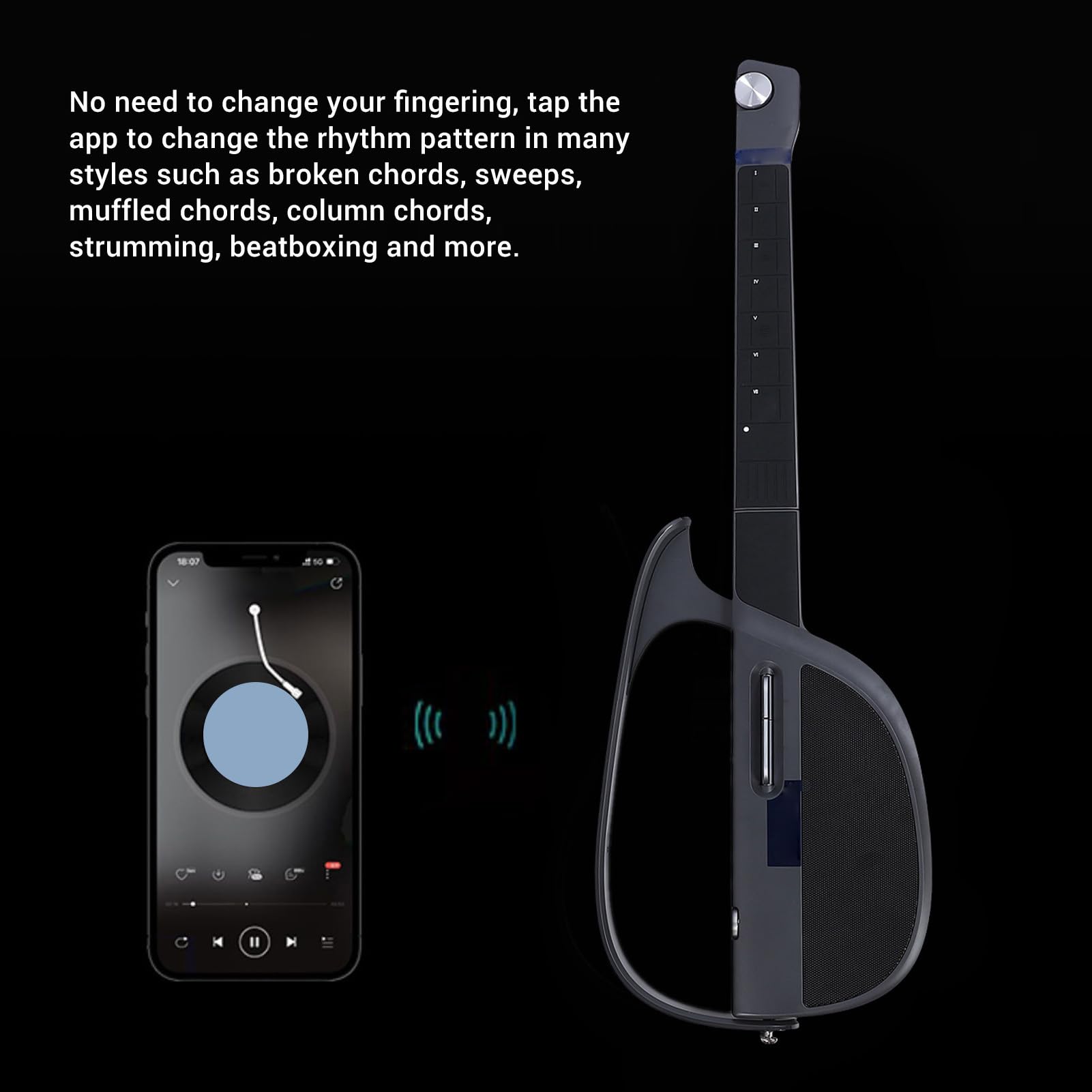 Inteligentna Gitara C1 Bez Strun, Gitara Podróżna, Gitara Elektryczna Akompaniament Akordowy w Czasie Rzeczywistym, Składana Automatyczna Gitara Akompaniamentowa, Gitara Podróżna