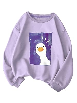 TAGAS Women Fleece Loose Fit Round Neck Sweatshirt (WSS-12-SWAN-LAVENDER- Lavender_XL)