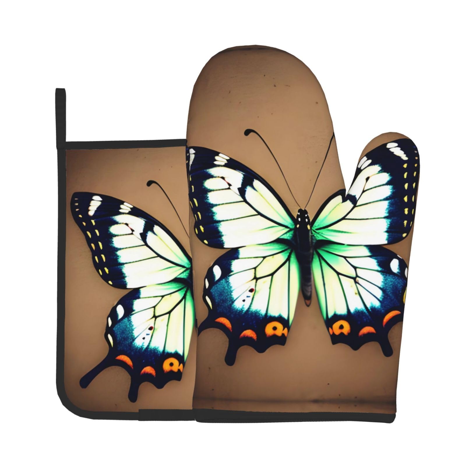 Oven Mitts and Potholders Set of 2 for Kitchen Baking Cooking GrayCute Little Butterfly Thick and Durable