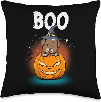 BCC Halloween Shirts Dog Pumpkin Trick Or Treat Halloween Costume Throw Pillow, 16x16, Multicolor