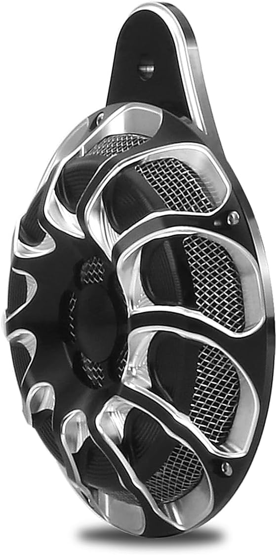 CNC Billet Aluminum Horn Cover for Harley Big Twin, Street Glide,Road King, Electra Tour Glide CVO, 1991-2024 (Drift -style, BLACK)