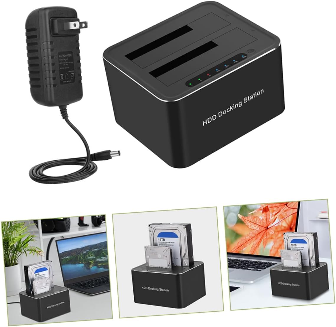 USB Hard Drive Docking Station for SSD Uasp Support Easy Plug Play Offline Clone Function US Plug Tool Installation Up to Transfer