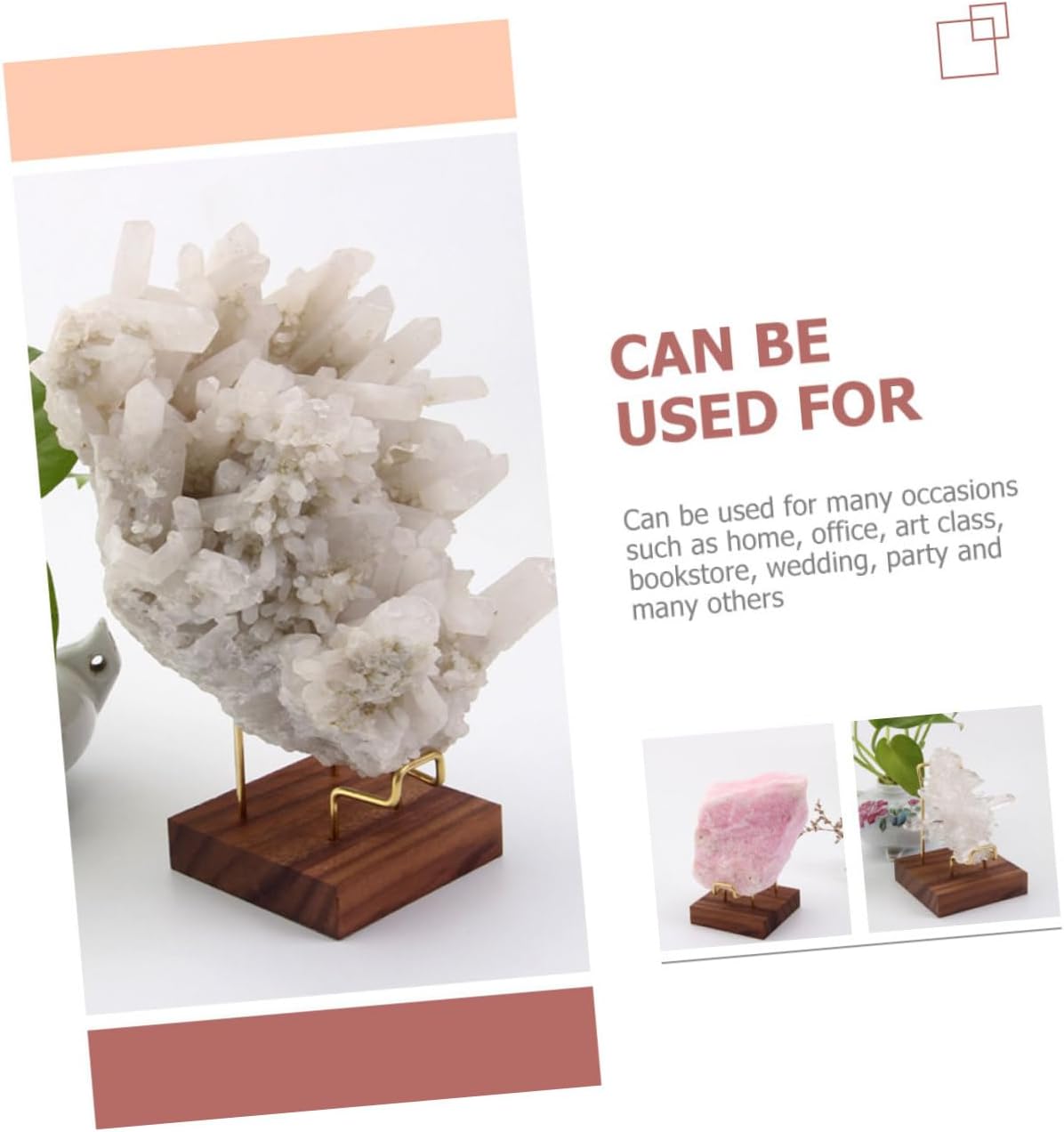 Levemolo 2pcs Crystal Display Stand for Rocks and Minerals Sturdy Metal and Base Lightweight and Portable for Showcasing Crystals Spheres and Ores Home Office