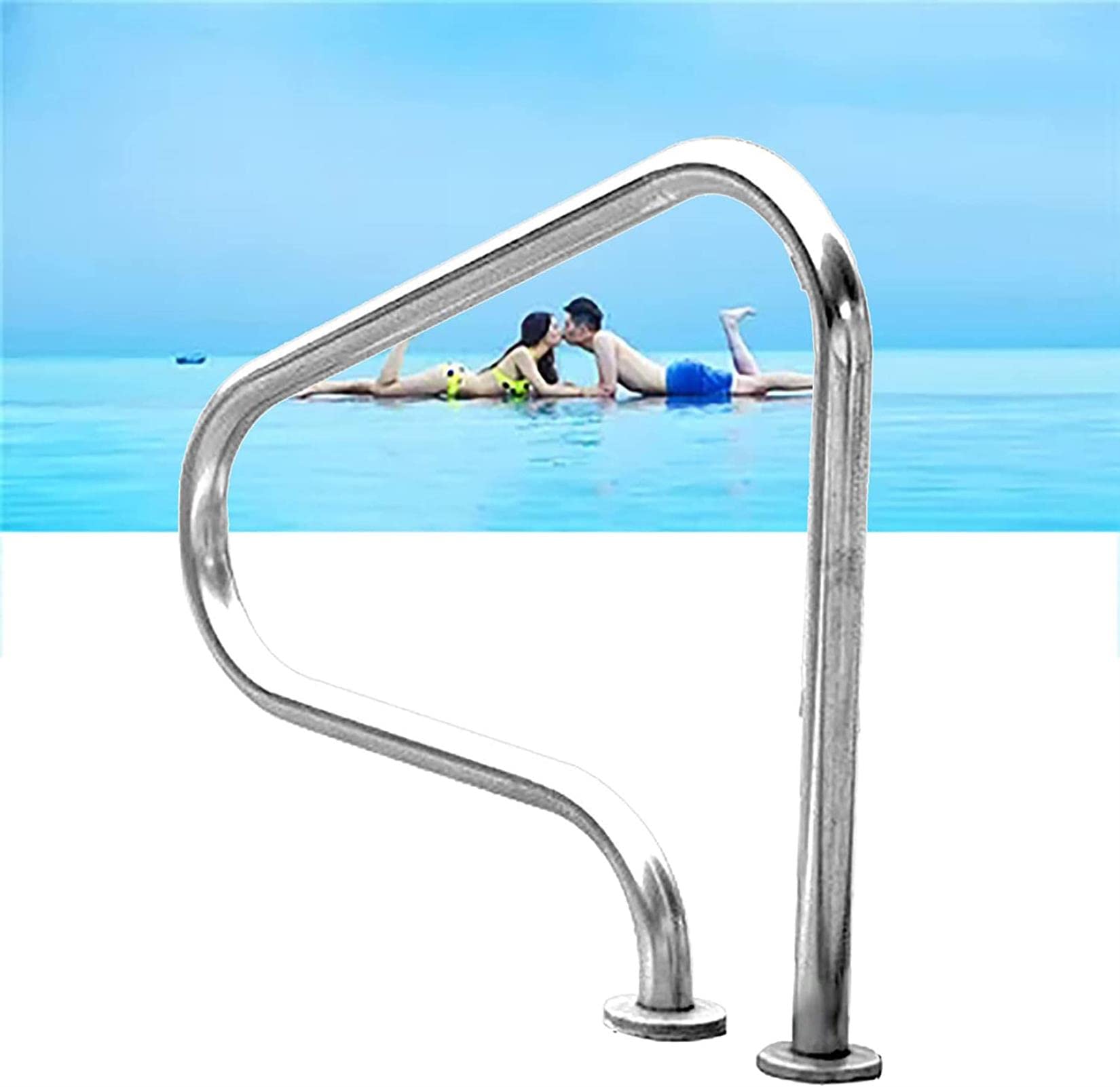 YokIma Swimming Pool Safety Hand Rail Pool Safety Handrails Deck Mounted Braced Swimming Pool Handrail 304 Stainless Steel Pool Stair Rail 80x80cm (Thick 1.2mm)