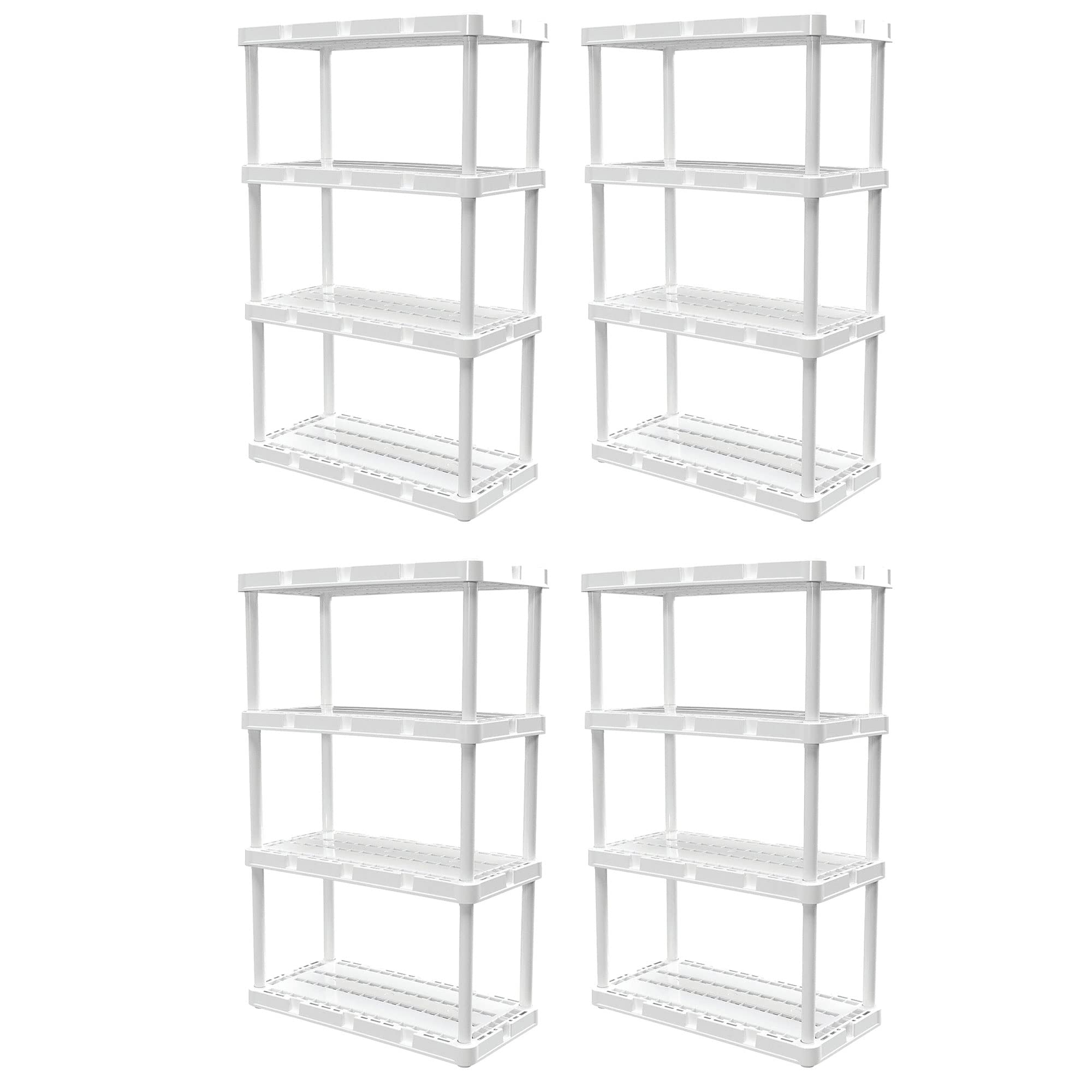 Gracious Living 4-Shelf Storage Shelves & Rack for Home, White, 4-Pack