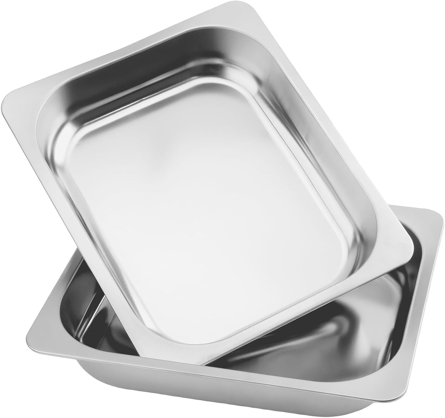 SINJEUN 6 Pack 1/2 Size Stainless Steel Steam Pan,2.5 Inch Deep Anti-Jam Steam Table Pan, Hotel Pans Half Size Restaurant Buffet Trays for Catering