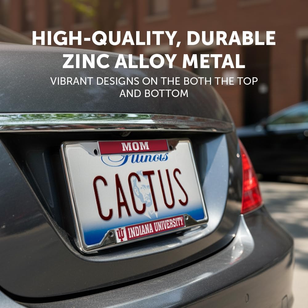 Desert Cactus Indiana University Car Accessories Hoosiers Metal License Plate Frame and Tag Holder for Front or Rear of Car (Mom)