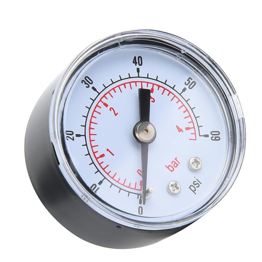 40mm Dial Pressure Gauge 0-60 PSI / 0-4 BAR With 1/8" BSPT Thread - For Air, Hydraulic & Oil