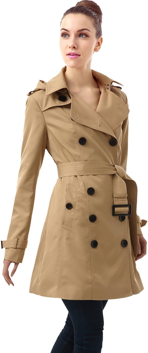 BGSD Women Leah Waterproof Hooded Mid Length Trench Coat