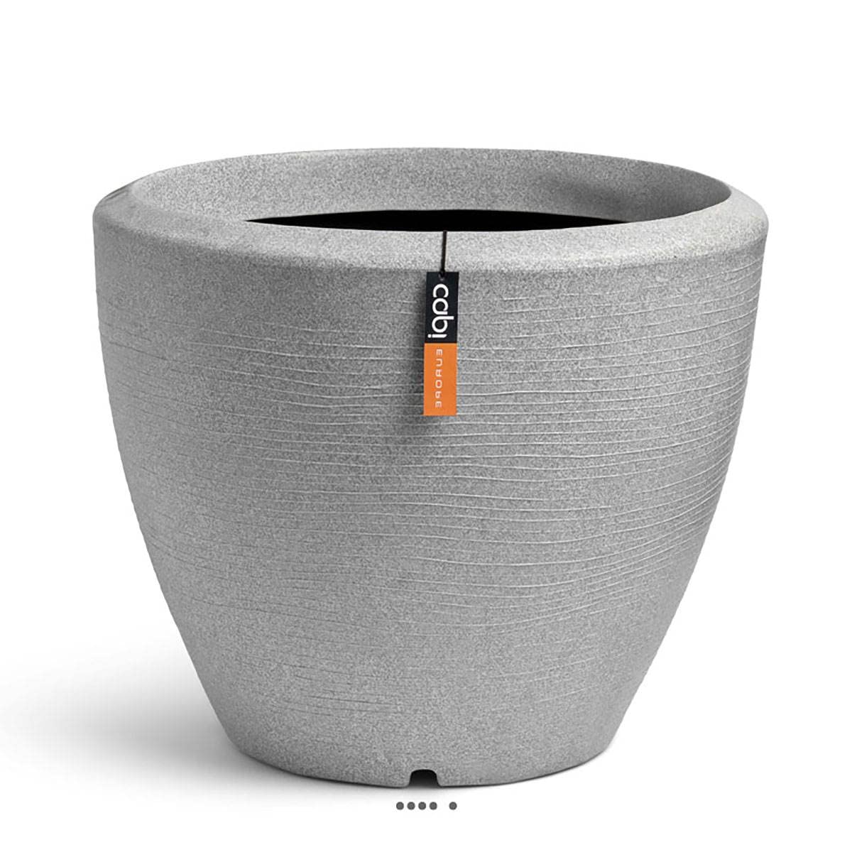 CapiModern Plastic Granite Flared Pot H 60 x D 75 cm Light Grey - dim: H 60 cm - Colour: Snow White 100