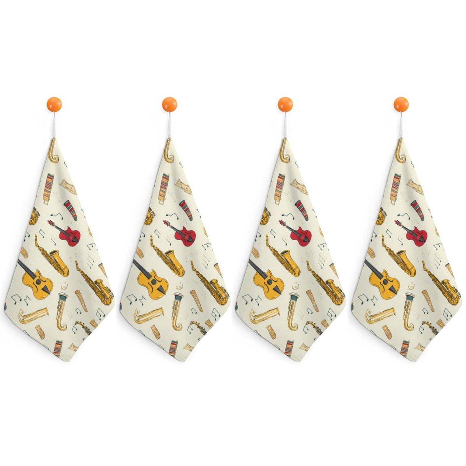 TXFBTRFSA Musical Instruments Saxophone French Hor Hand Towels with Hanging Loop Kitchen Towel Handkerchiefs Cleaning Cloths