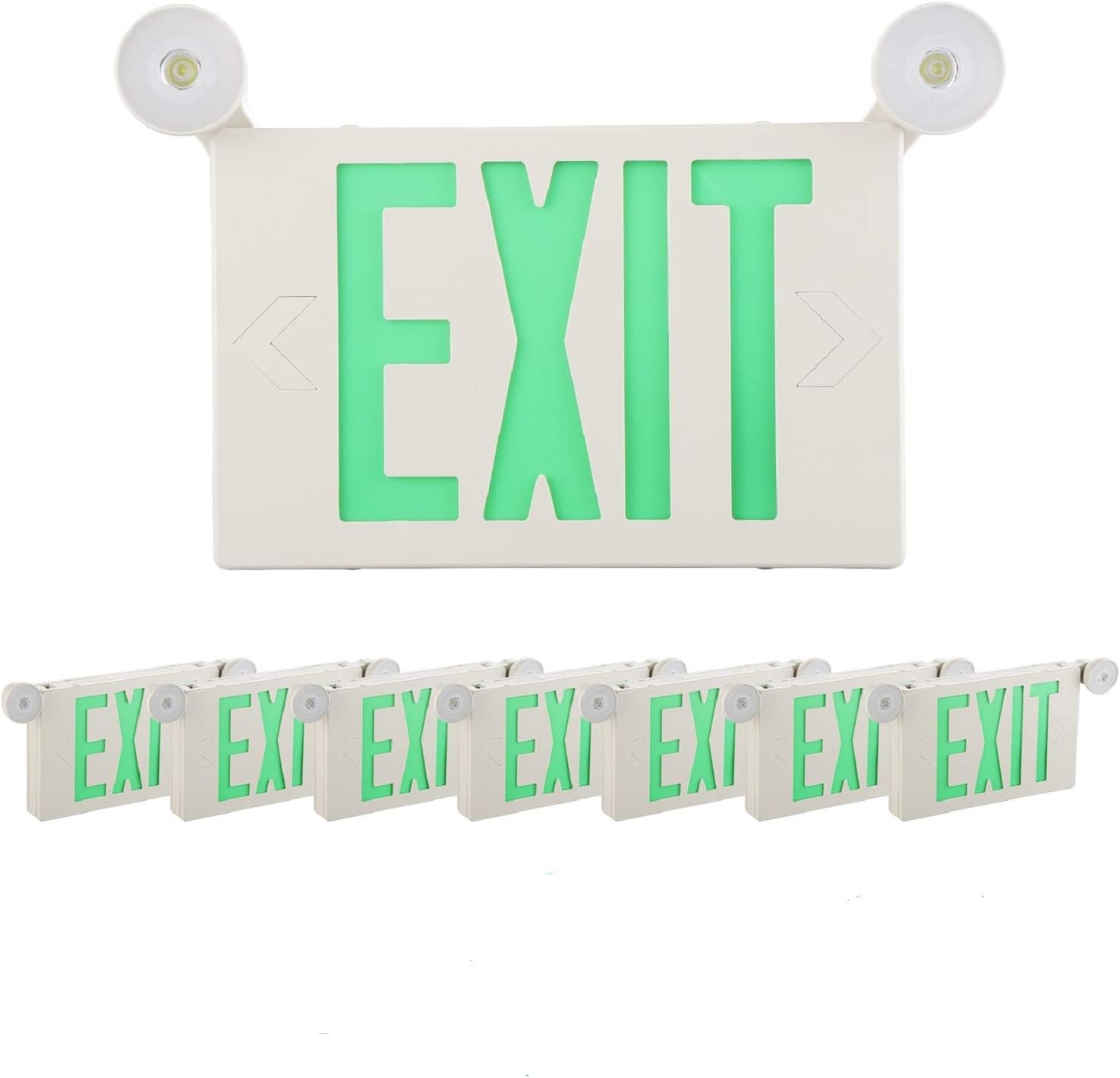 SPECTSUN 8 Pack LED Exit Emergency Light Combo with Battery Backup-US Standard Commercial Corded Emergency Exit Sign Lights for Home Power Failure,UL 924 Certified (8 JLECB2GW)
