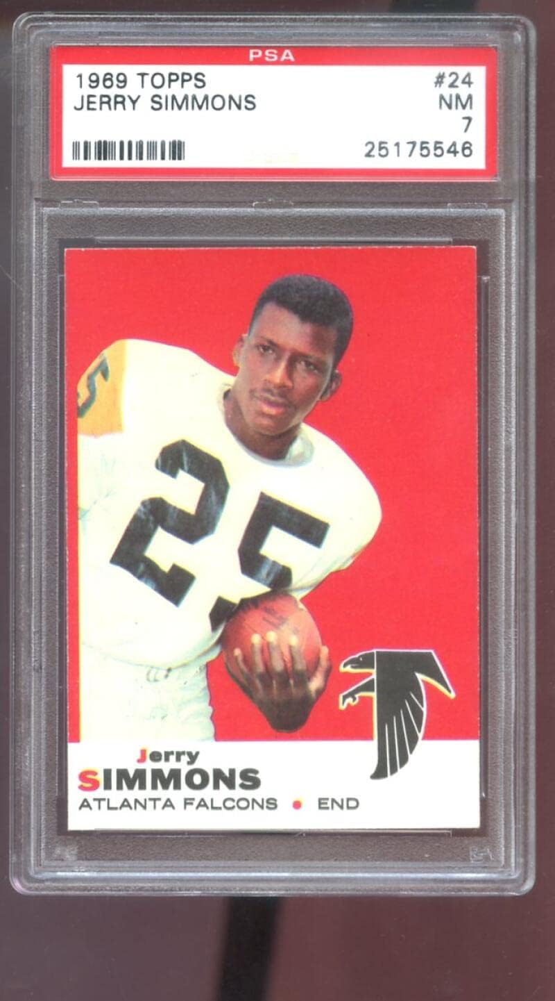 1969 Topps #24 Jerry Simmons PSA 7 Graded Football Card NFL NM Atlanta Falcons