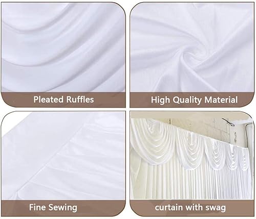 Miniatura 3 de MYOYAY Cortinas de lujo de seda de hielo para telón de fondo de 10 x 10 pies cortinas de tela de seda para boda ceremonia fiesta evento cumpleaños