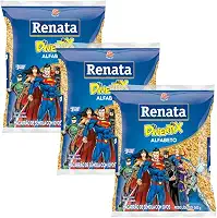 Kit com 3 Pacotes de Macarrão de Sêmola com Ovos Alfabeto de 500g cada - Renata