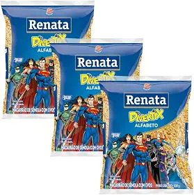 Kit com 3 Pacotes de Macarrão de Sêmola com Ovos Alfabeto de 500g cada - Renata