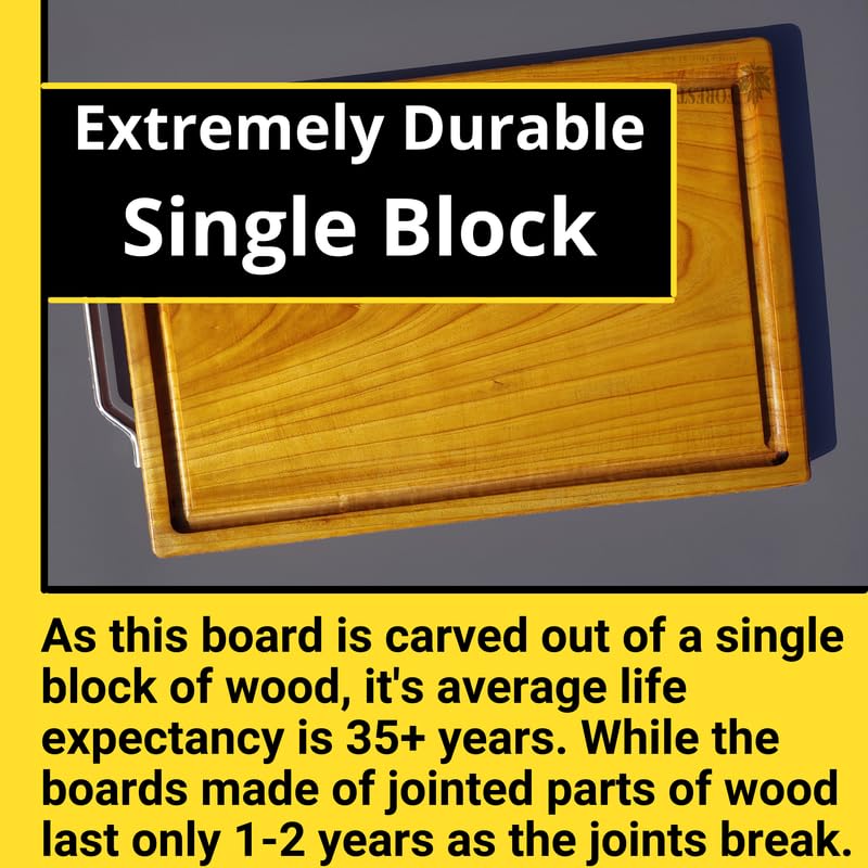 Image of Single Block Wood Chopping Board, Food Safe, Processed and Seasoned with Food Grade Mineral Oils