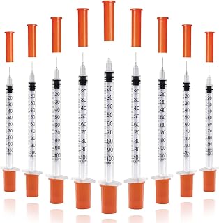 U-100 Syringes with Needle - 30G 5/16" (8mm) 1ml/cc Disposable Syringe, Individual Wrapped, 30PACK