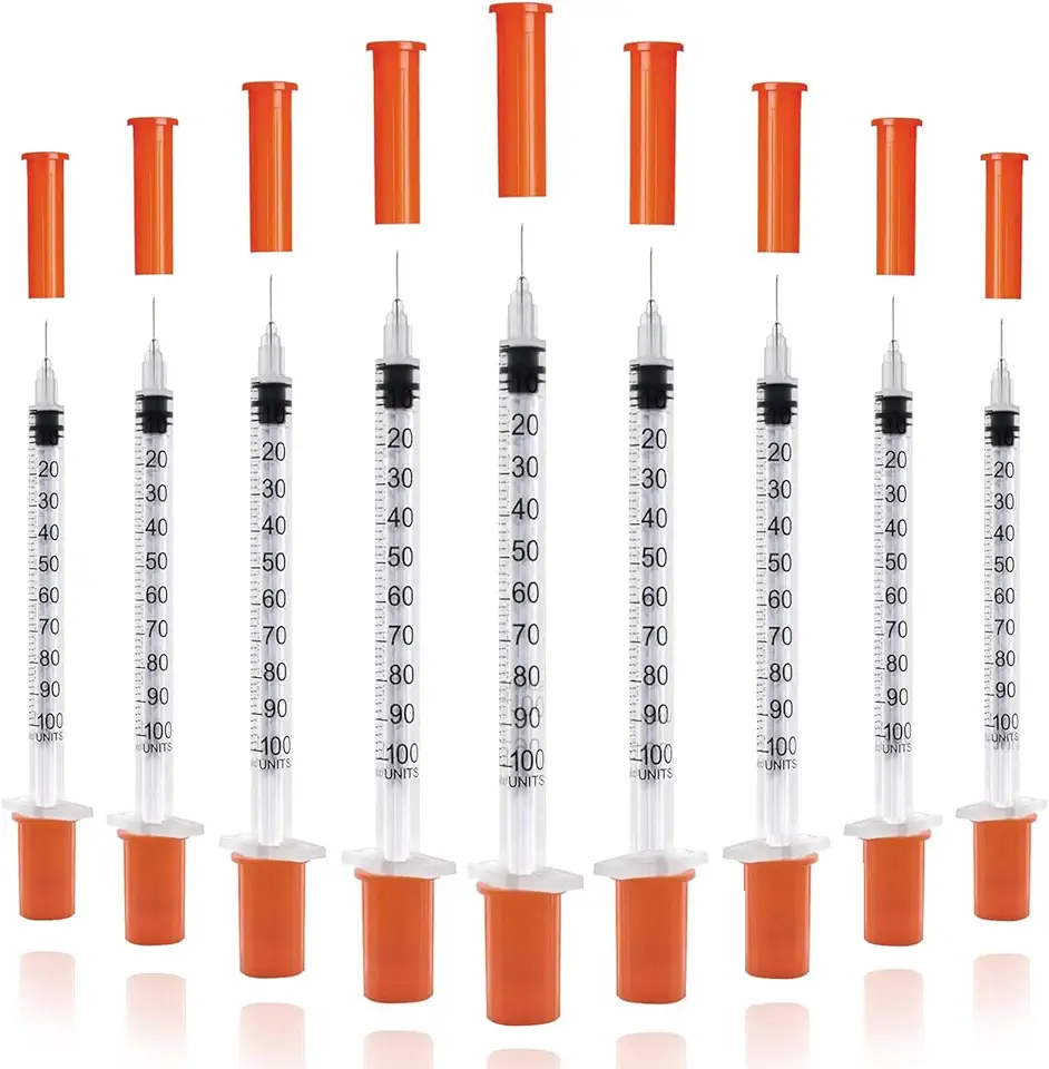 U-100 Syringes with Needle - 30G 5/16&quot; (8mm) 1ml/cc Disposable Syringe, Individual Wrapped, 30PACK