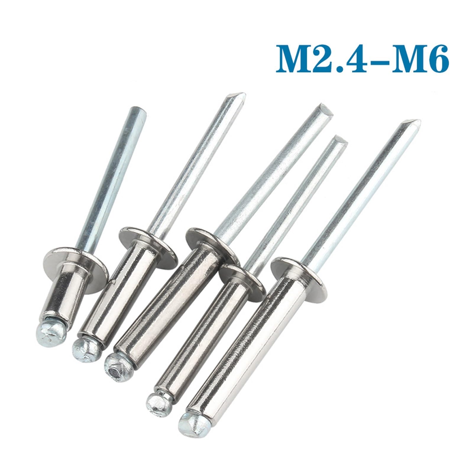 Remaches de brida grande, 50 remaches pop de aluminio M2,4, M3,2, M4, M4,8, M5, M6, cúpula: 8 mm(14mm)
