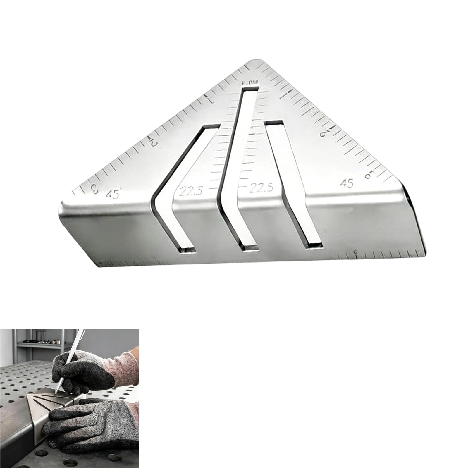 Woedpez B Fabrication Degree Marking Tool, Metalworking Square With 22.5 And 45 Degree Guides For Workshop Pipe Layout Use Layout Square Pipe Marking Evel