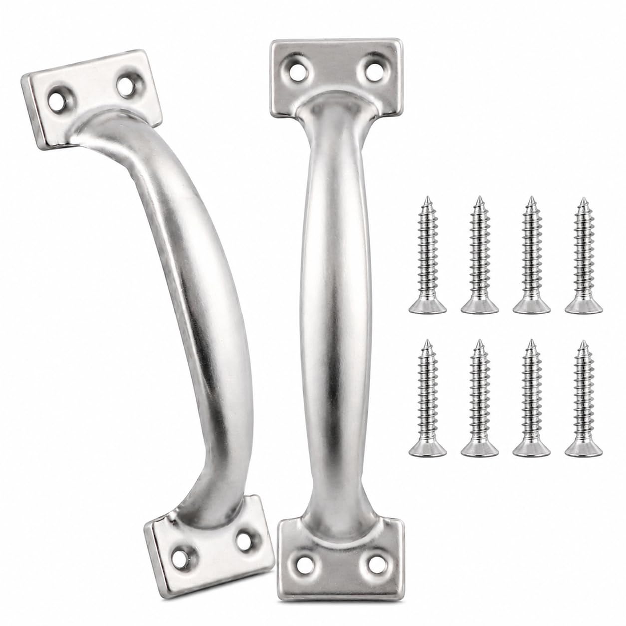 ZYCEHO 2 PCS Gate Handle Black 143mm, Gate Handles for Wooden Gates with Screws, Heavy Duty Shed Door Handles, D Handle Pull for Cabinets Furniture Outdoor Indoor Use, Handles Set (6 in-Silver)