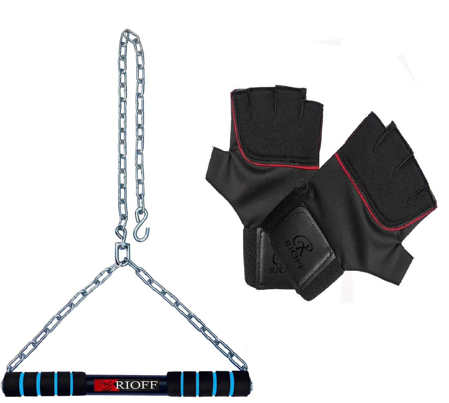 Rioff® Hanging rod Pull Up Bar for Height Increaser and Pull Exercise with Heavy Chain With Weight Lifting Gloves 5FT (B0B152MR72) Amazon Price History, Amazon Price Tracker