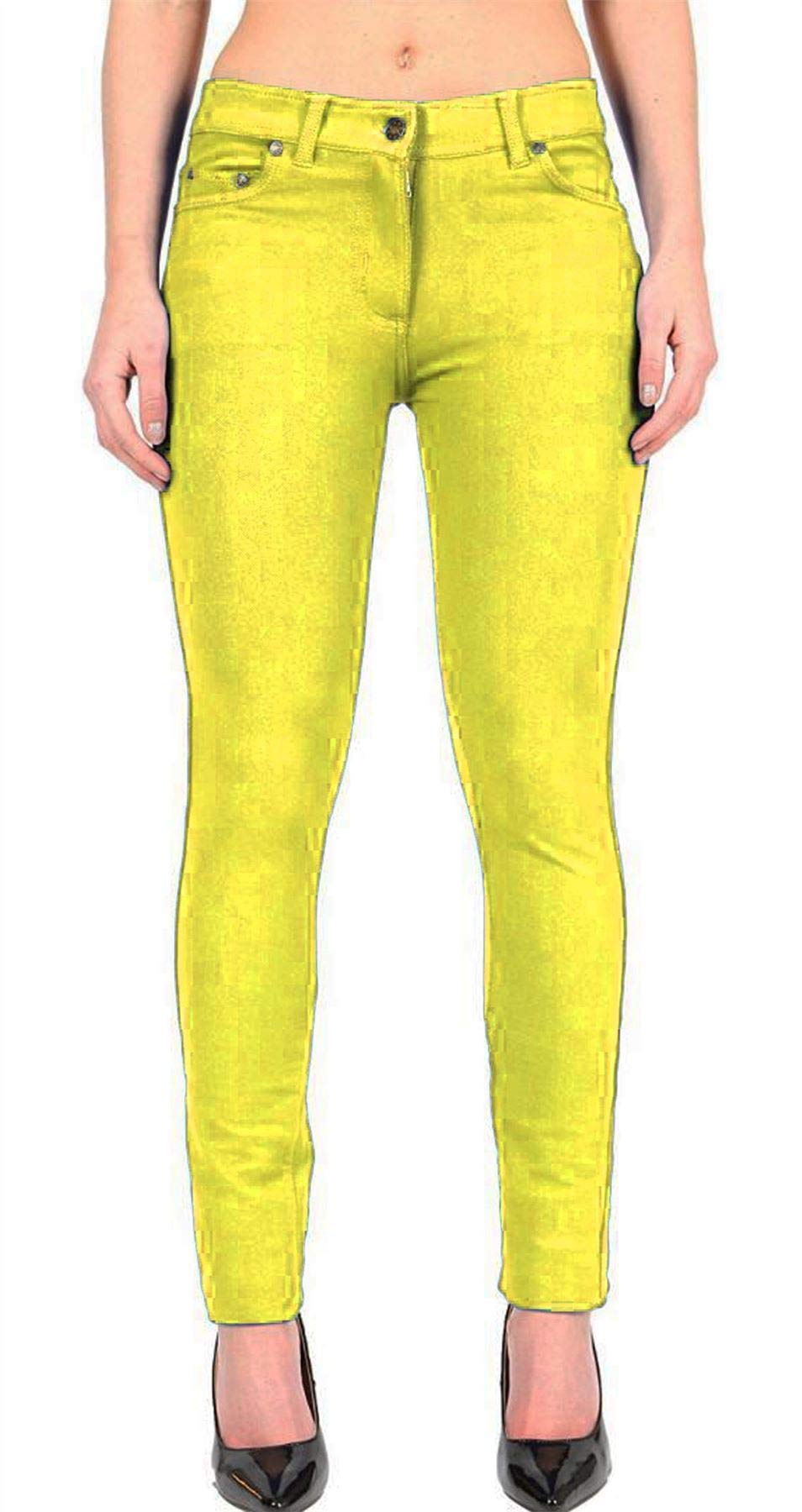 Hamishkane Women's Lemon Plain Skinny Slim Fit Stretchy Zip Up Denim Jeggings Trousers Pants