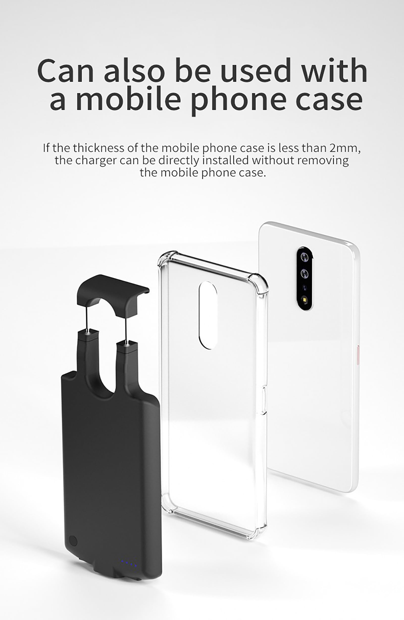 Ellenne Funda Universal de Batería Inteligente, 4220mAh Conector USB-C, Funda de Batería Recargable Power Bank, Compatible con XIAOMI, SAMSUNG, OPPO, HUAWEI hasta 6.8 Pulgadas