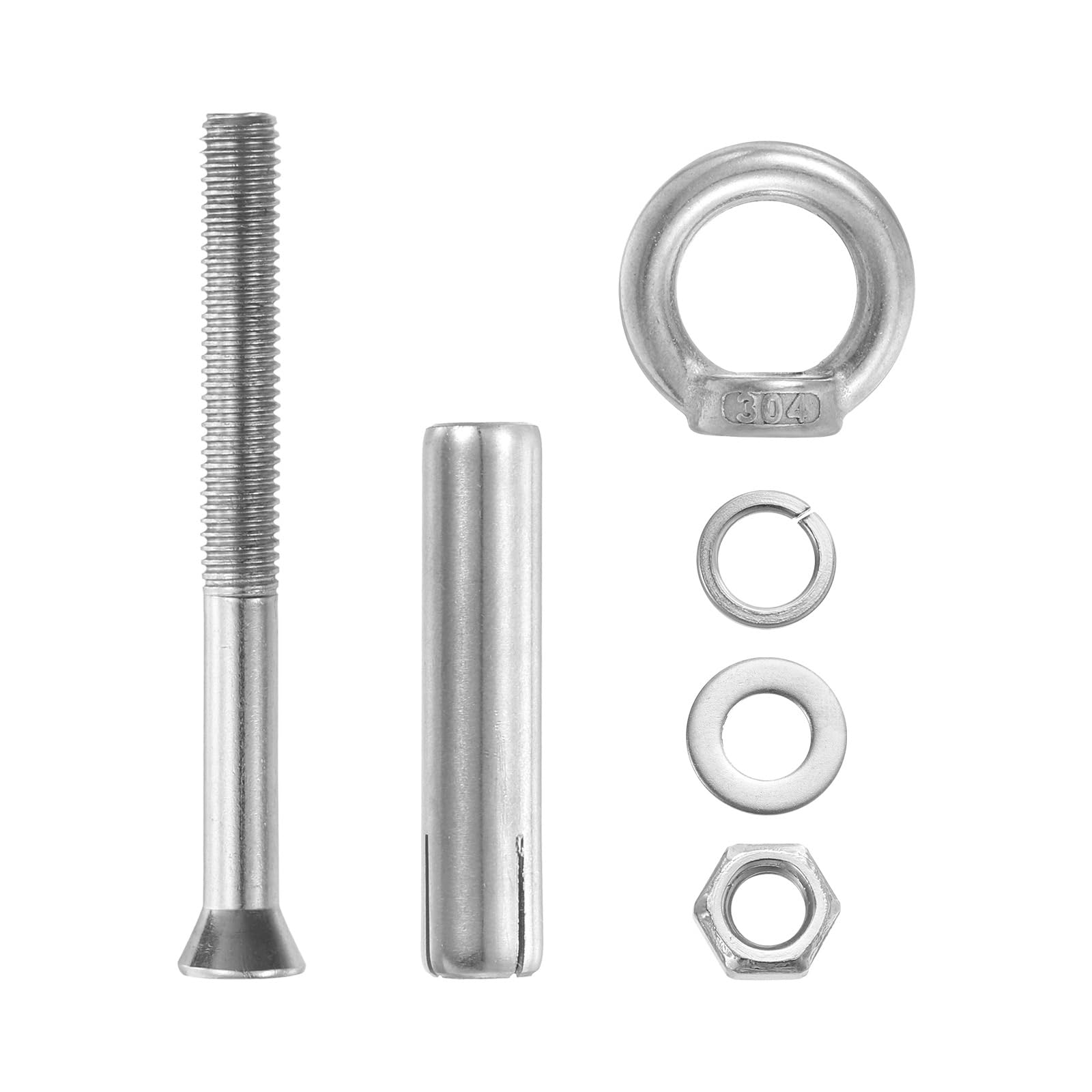 QUARKZMAN Anillo De Elevación Perno De Expansión, 8pcs M6x80mm 304 Acero Inoxidable Tornillo De Expansión Con Anillo Para Pared De Ladrillo De Hormigón