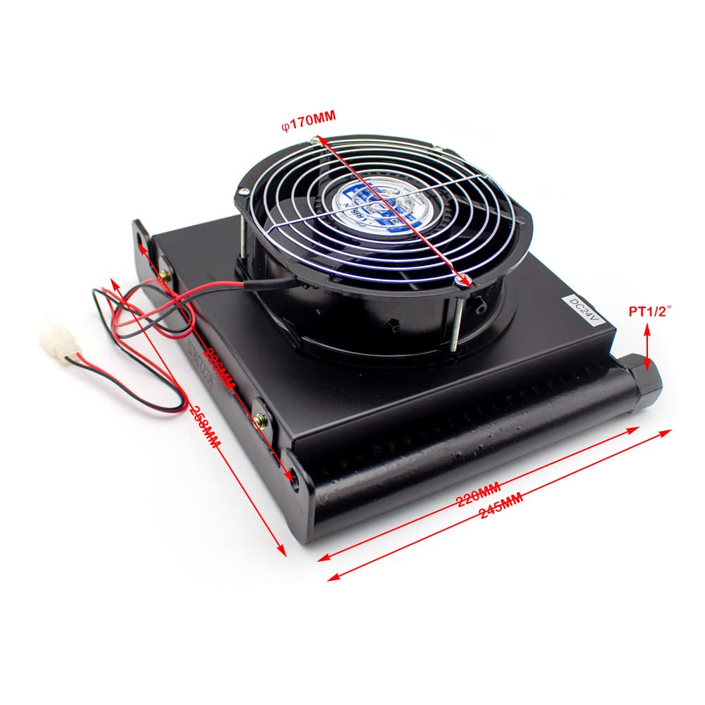 Toplionace Radiatore ad Aria Piccolo, Radiatore ad Olio Scambiatore di Calore Radiatore Olio Radiatore ad Aria Idraulico in Lega di Alluminio 3Mpa (CC 12V, AJ1025T-CA)