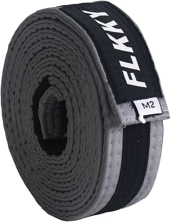 FLKKY BJJ Belt for Kids and Adult,Brazilian Jiu Jitsu Belt with Sleeve Bar for Ranking Stripes IBJJF Competition Approved - Image 2
