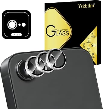 (3 Pack) for iPhone 16e/iPhone 17e Camera Lens Protector,9H Tempered Glass,[Anti Scrach] Individual Metal Ring Glass Cover CD Pattern Case Friendly - Silver