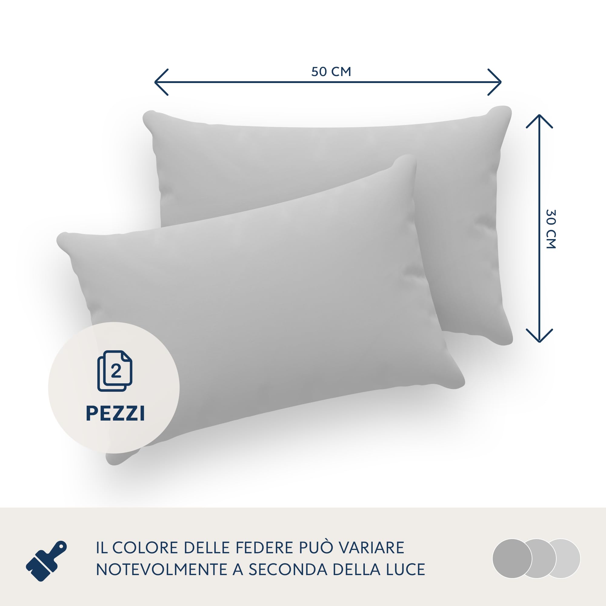 Dreamzie Federe Cuscini 30x50 (Set di 2) - Grigio - per i Cuscini 30 x 50 cm - 100% Jersey di Cotone - Federa da Cuscino - Copri Cuscino per Letto - Fodera Protezione per Cuscino