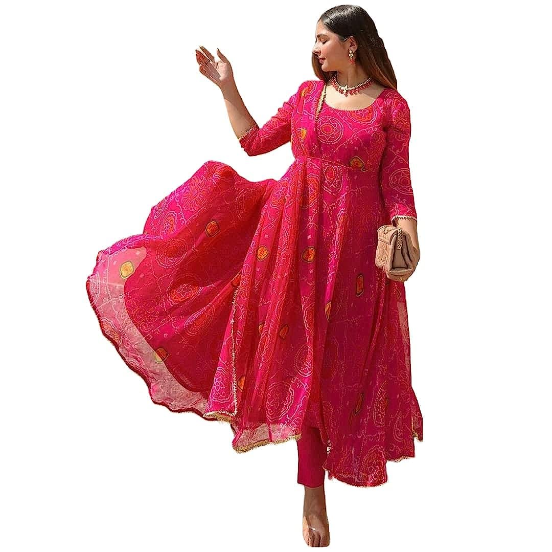 Fashion SAY Jaipuri Rajasthani Rayon Straight Kurti, Plazzo and Dupatta Set for Women & Girls Dress (Navy Blue)-P (Select Size Below for Each Product Descriptions)