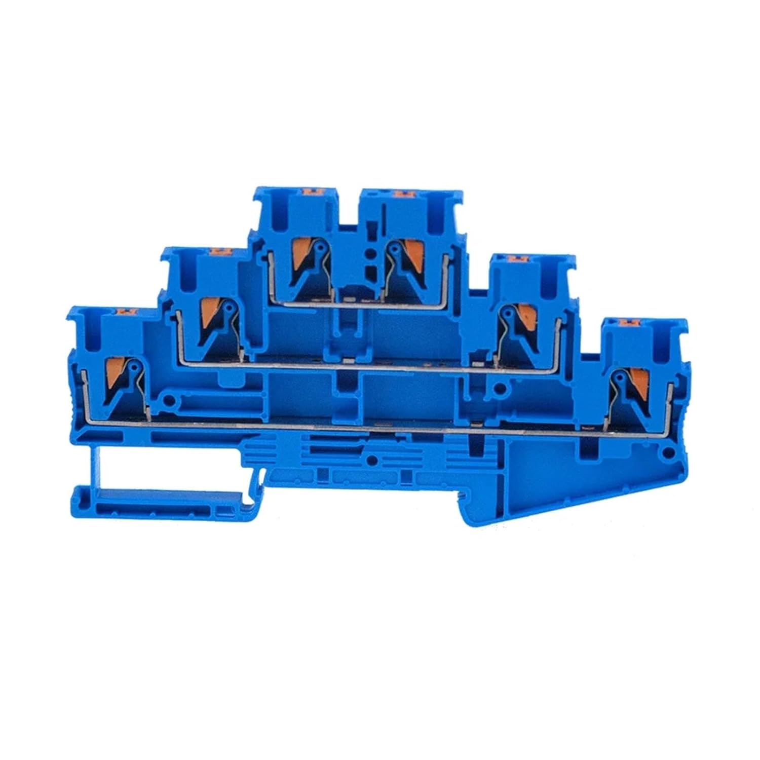 PT2.5-3L DIN Terminal Block 50pcs 31A 800V Triple Deck Spring Push-in Quick Connect AWG26-12(Blue)