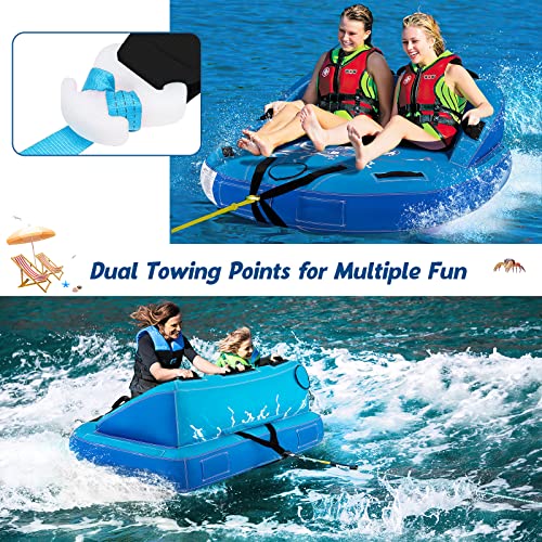 Goplus Inflatable Towable Tubes For Boating, 1-2 Person Water Sport Towables For Boat To Pull, Sofa Style Boat Tube With Drainage, Dual Front And Back Tow Points, Towable Tubing For Towing Rider #TOP1