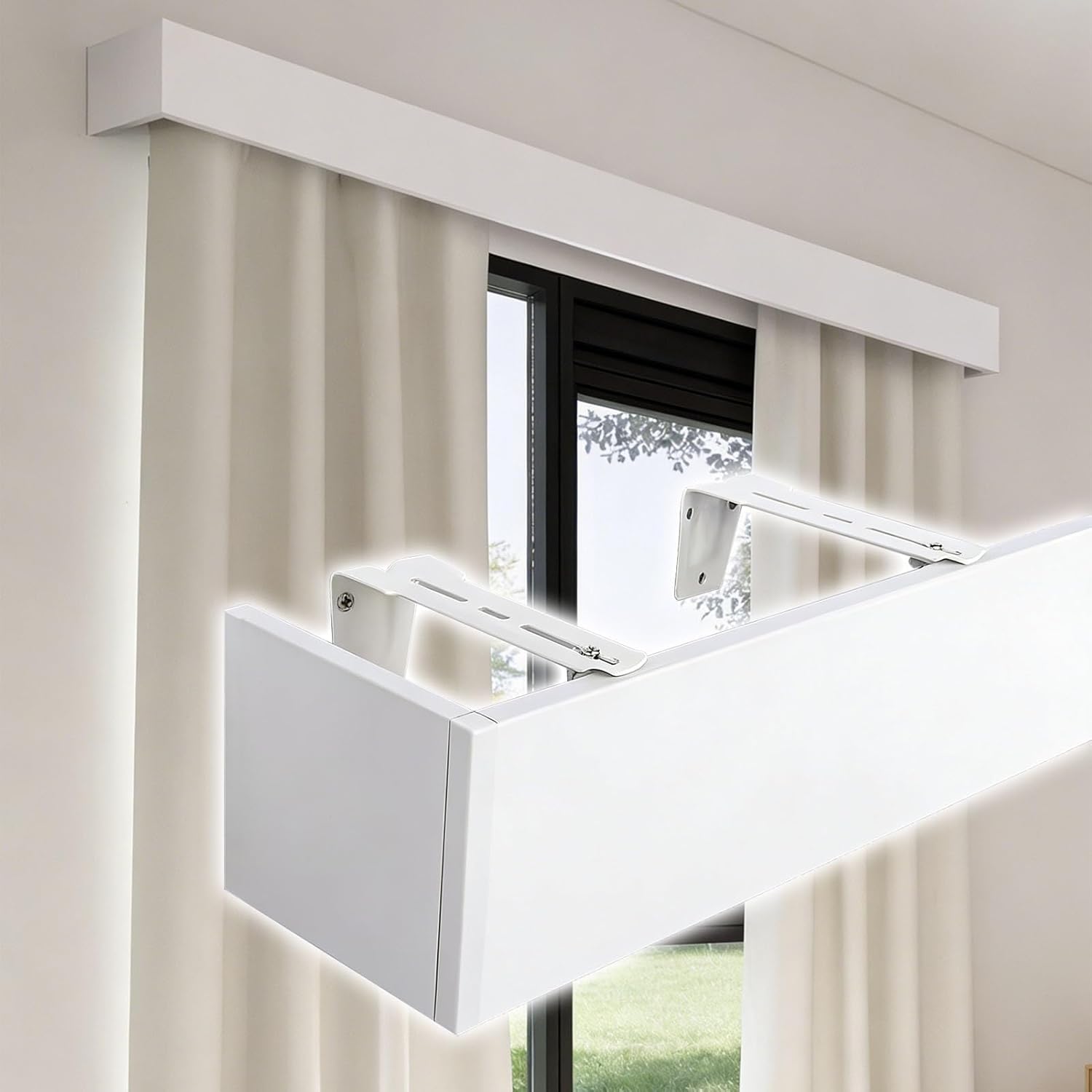 Aluminum Alloy Window Cornice Box Kit, Decorative Curtain Pelmet for Indoor Use, Valance Board Frame, Available in 4-16in Lengths (140cm/4.6ft)