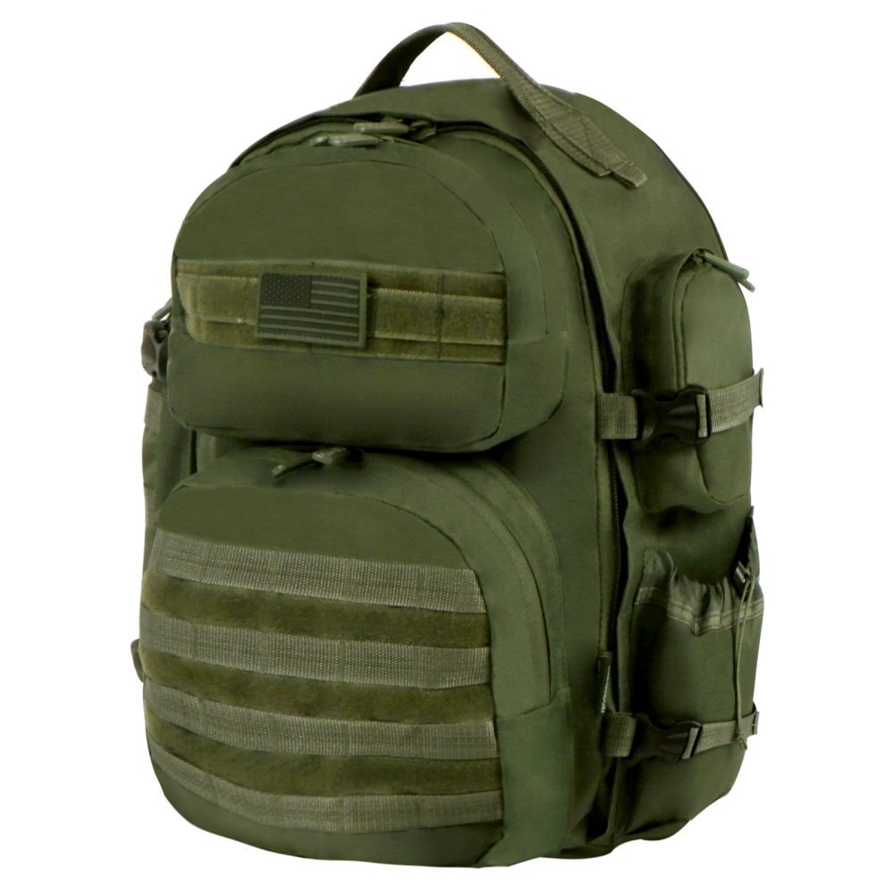 East West U.S.A RT515 Tactical Molle Sport Military Assault Expandable Trekking Bag, Olive