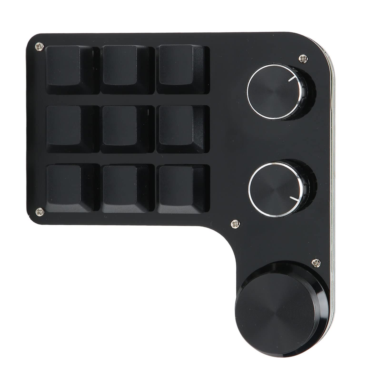 Focket Klawiatura do Gier na PC, Przewodowa Klawiatura Typu Macro Typu Plug and Play USB, Jednoręczna z 9 Programowalnymi Klawiszami 3 Regulowane Pokrętła do Komputera PC Laptop Gry Biurowe Muzyka