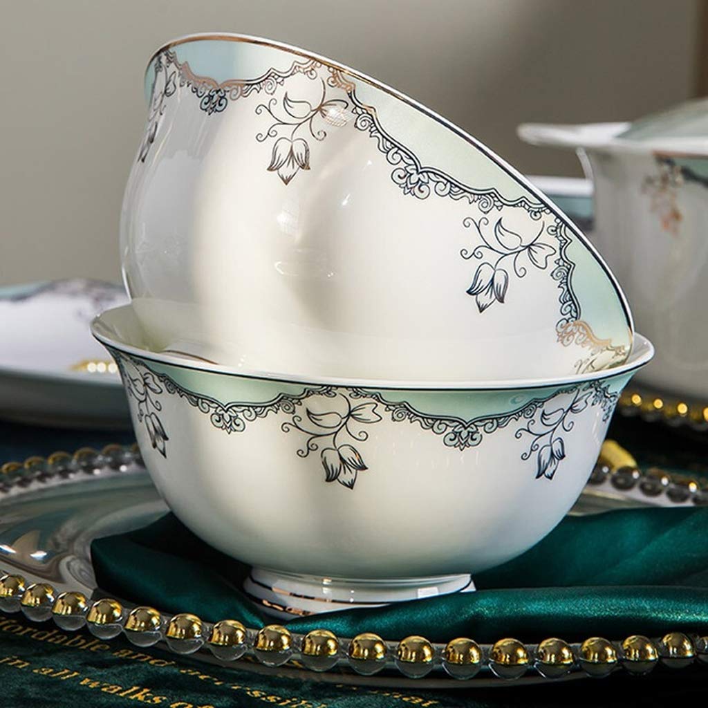 48-częściowy ceramiczny zestaw zastawy stołowej - eleganckie złote przycięte miski naczynia i garnek do zupy - idealny na wesela, bankiety i prezenty - stylowy zestaw zastawy stołowej na każdą okazję