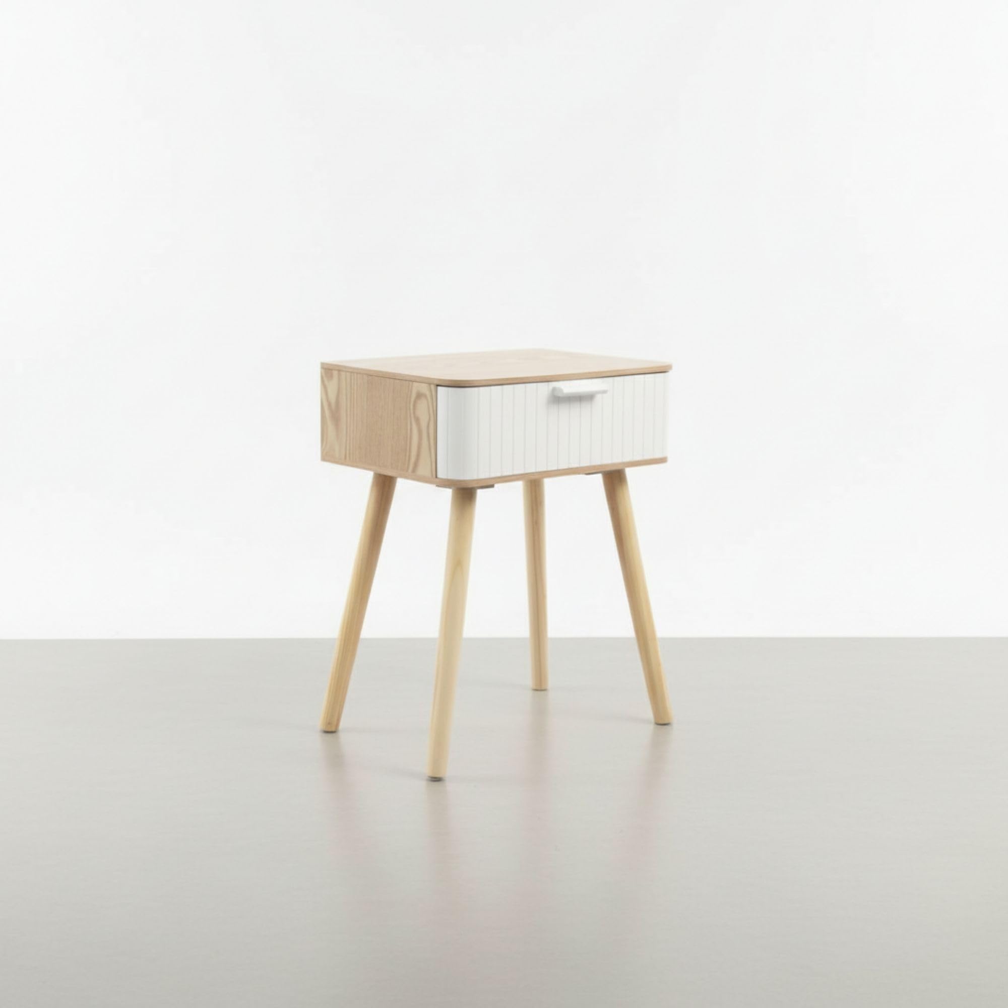 INDE MOBLEKIT | Mesita de Noche Madera Blanca con Cajón, 40x29x52 cm, Mesilla Estilo Nórdico para Dormitorio o Salón, Mesa Auxiliar Compacta, Mesitas de Noche Blancas y Funcionales